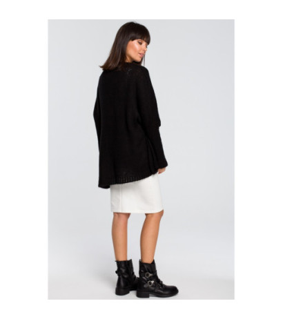 BK018 Loose sweater with pocket - black