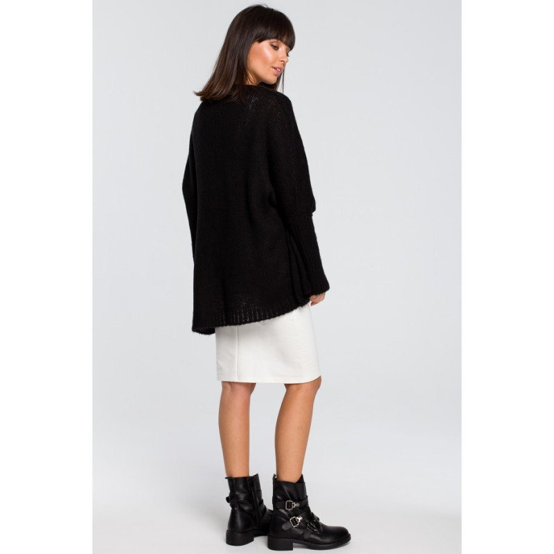 BK018 Loose sweater with pocket - black