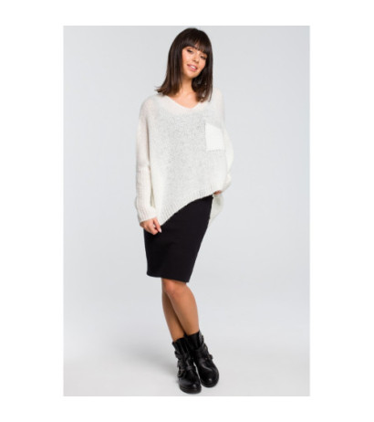 BK018 Loose sweater with pocket - ecru