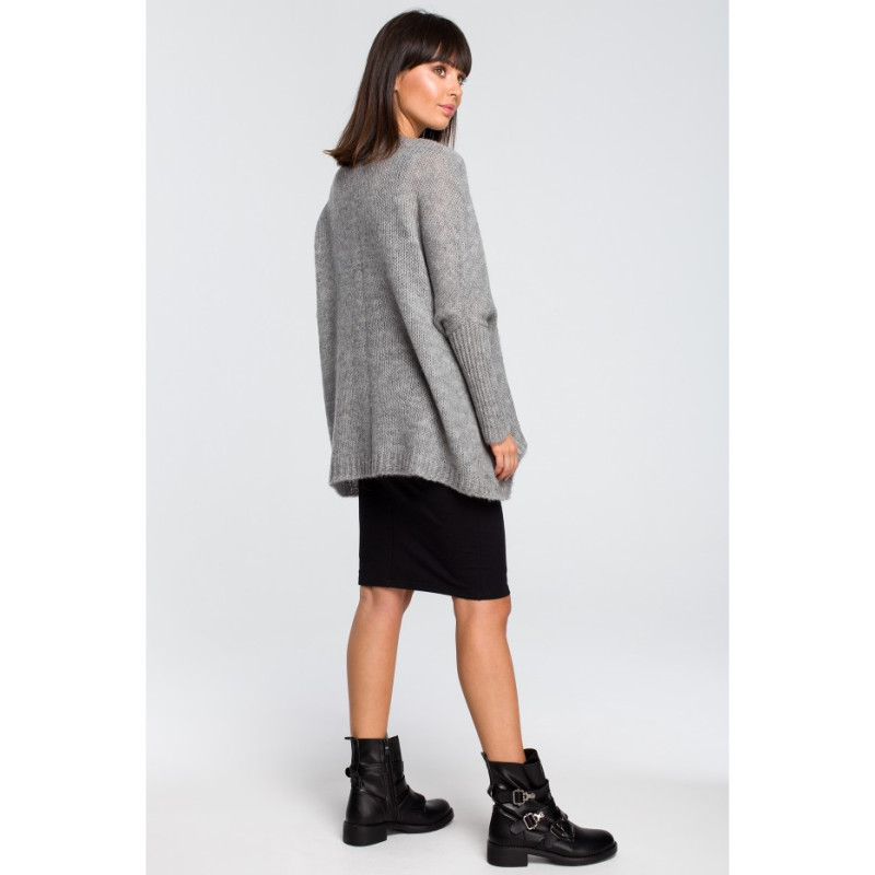 BK018 Loose sweater with pocket - gray