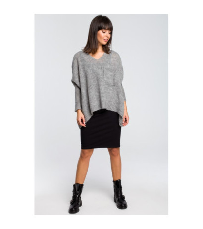 BK018 Loose sweater with pocket - gray