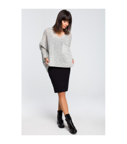 BK018 Loose sweater with pocket - ashen