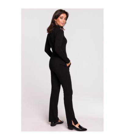 B124 Trousers with side slits - black