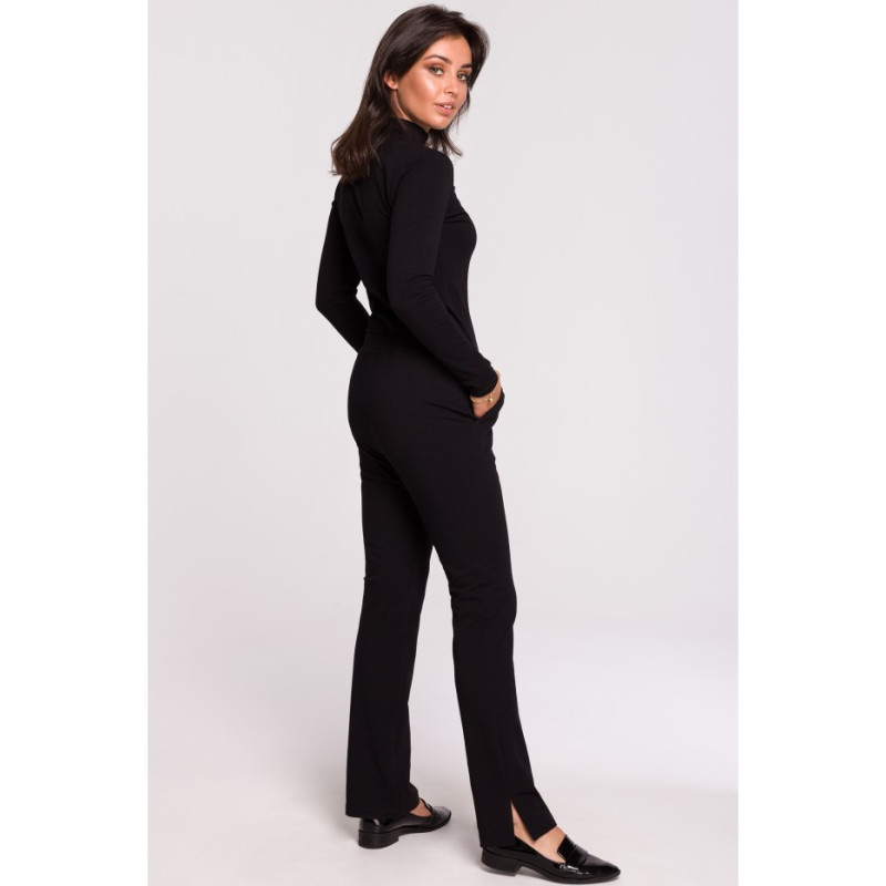 B124 Trousers with side slits - black