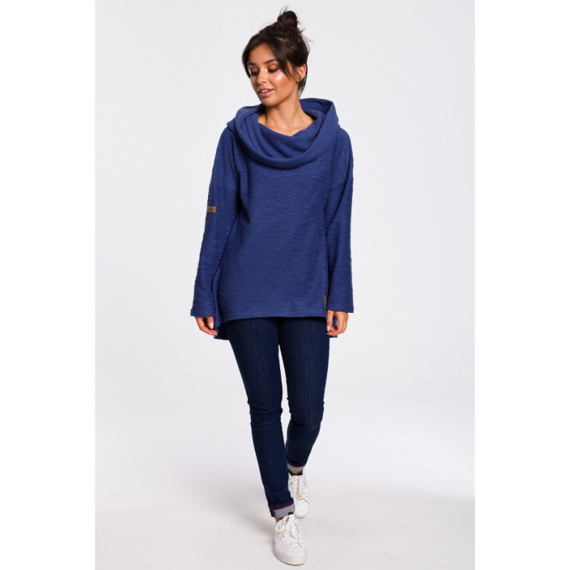 B131 Sweatshirt with wide collar and hood - indigo