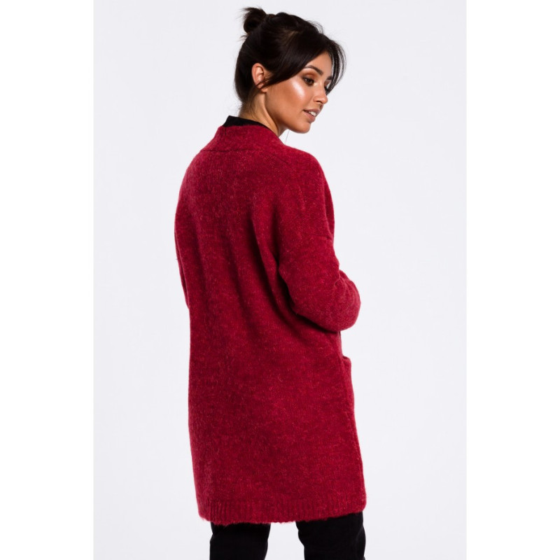 BK034 Plain cardigan with pockets - raspberry