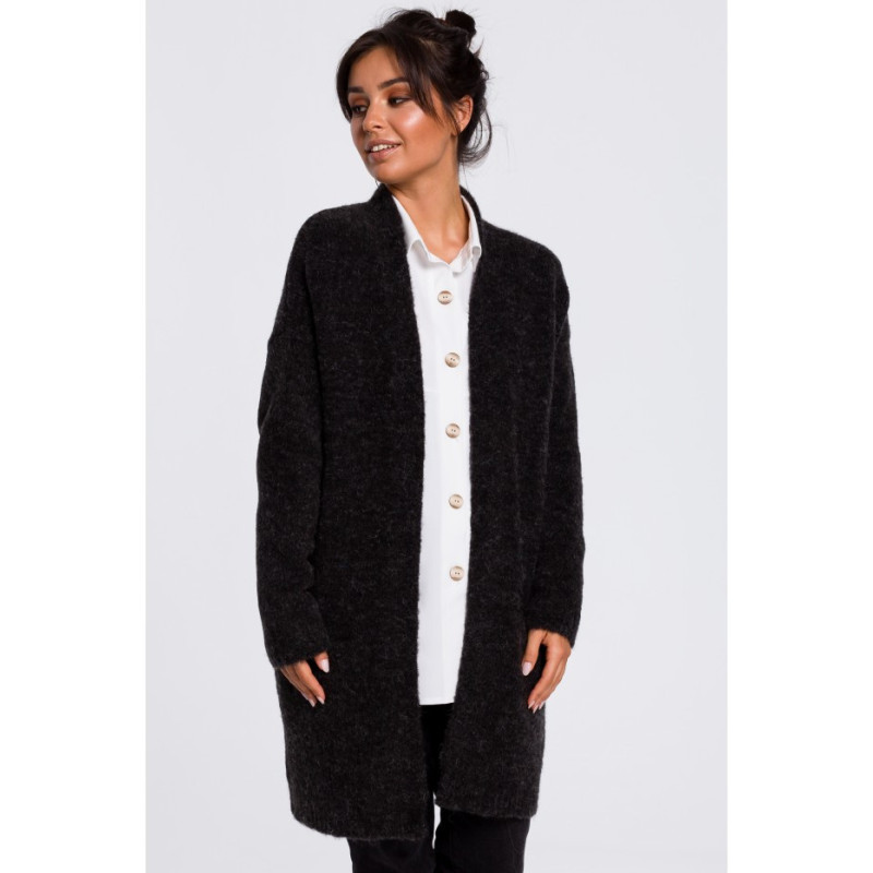 BK034 Plain cardigan with pockets - anthracite