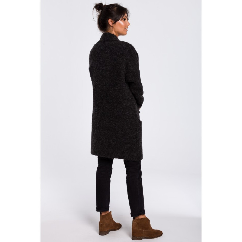 BK034 Plain cardigan with pockets - anthracite