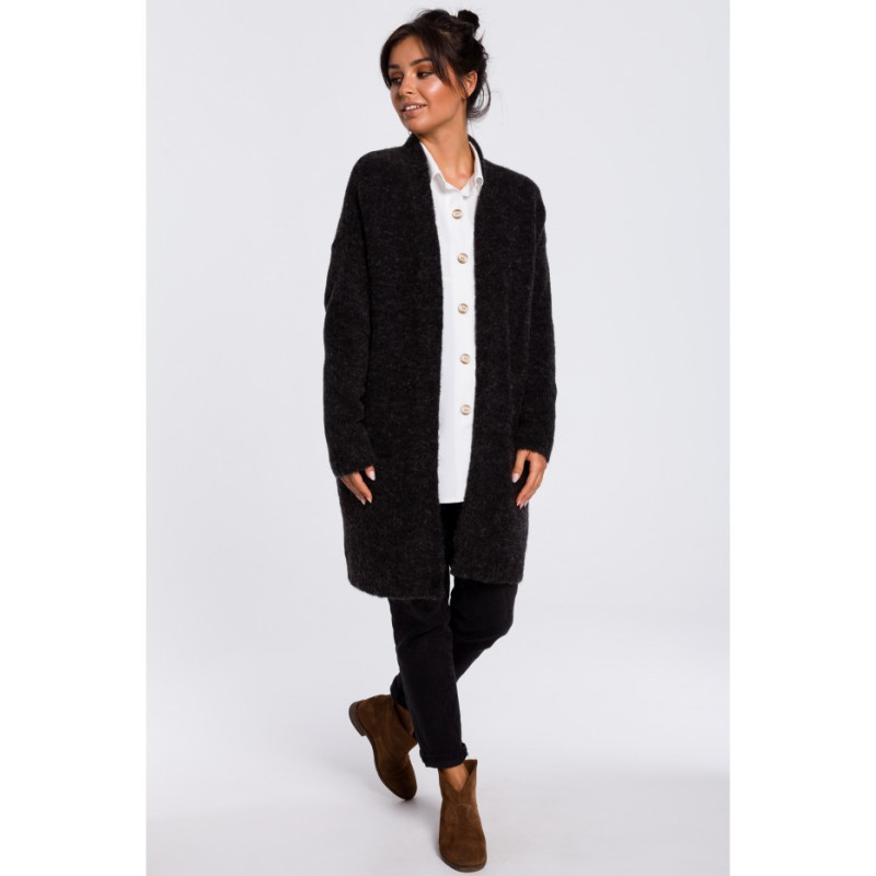 BK034 Plain cardigan with pockets - anthracite