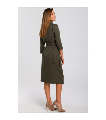 S175 Envelope dress with waist belt - khaki