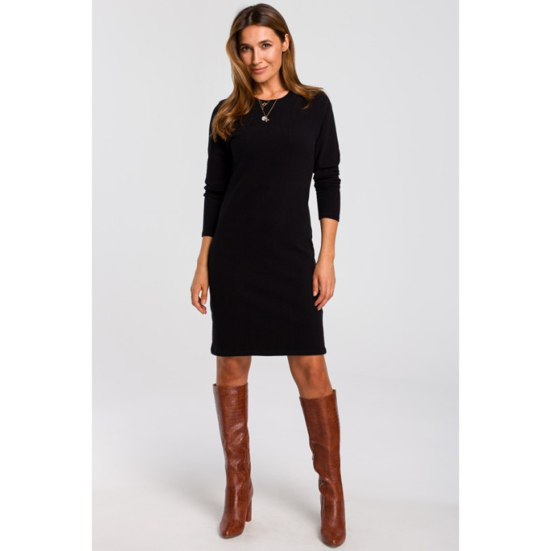 S178 Long sleeve sweater dress - black