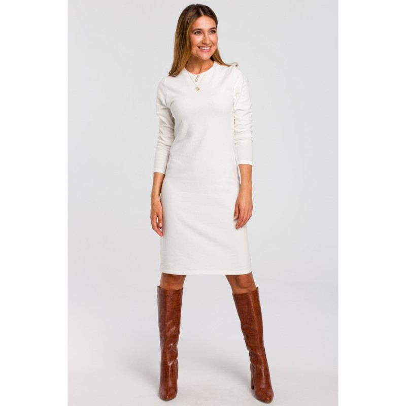 S178 Sweater dress with long sleeves - ecru