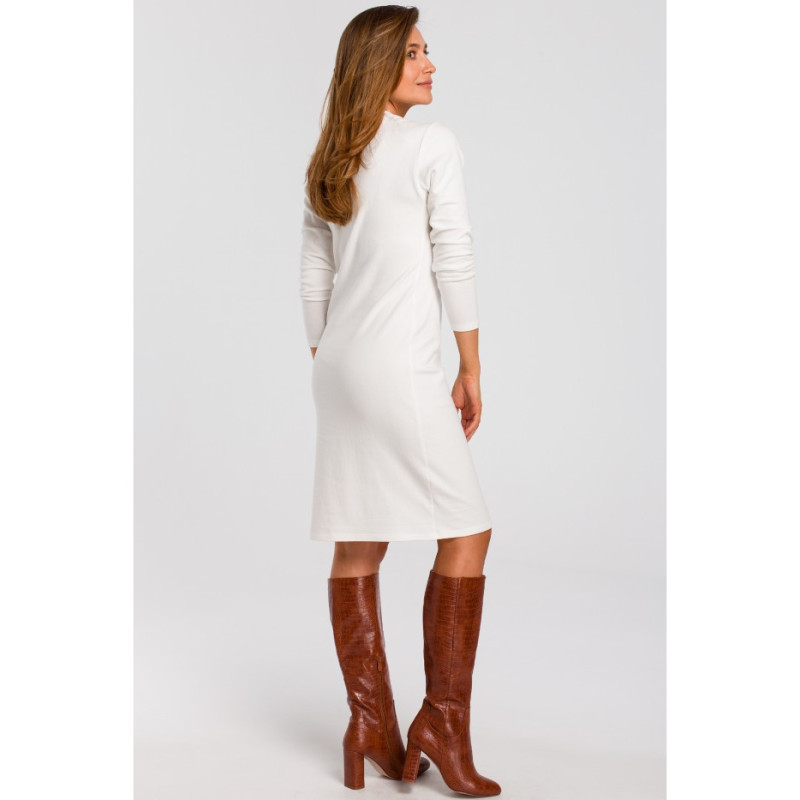 S178 Sweater dress with long sleeves - ecru