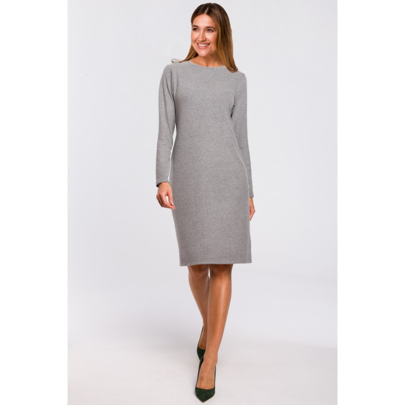 S178 Long sleeve sweater dress - gray