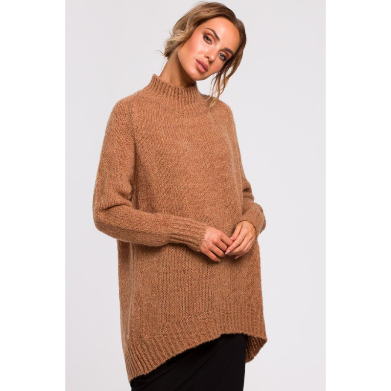 M468 Asymmetrical sweater with half turtleneck - camellia