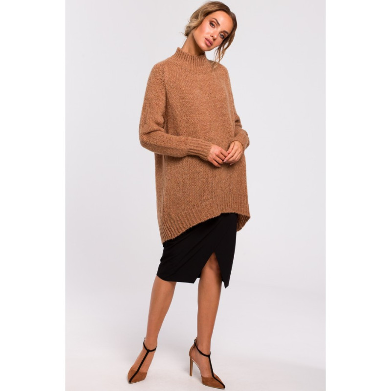 M468 Asymmetrical sweater with half turtleneck - camellia