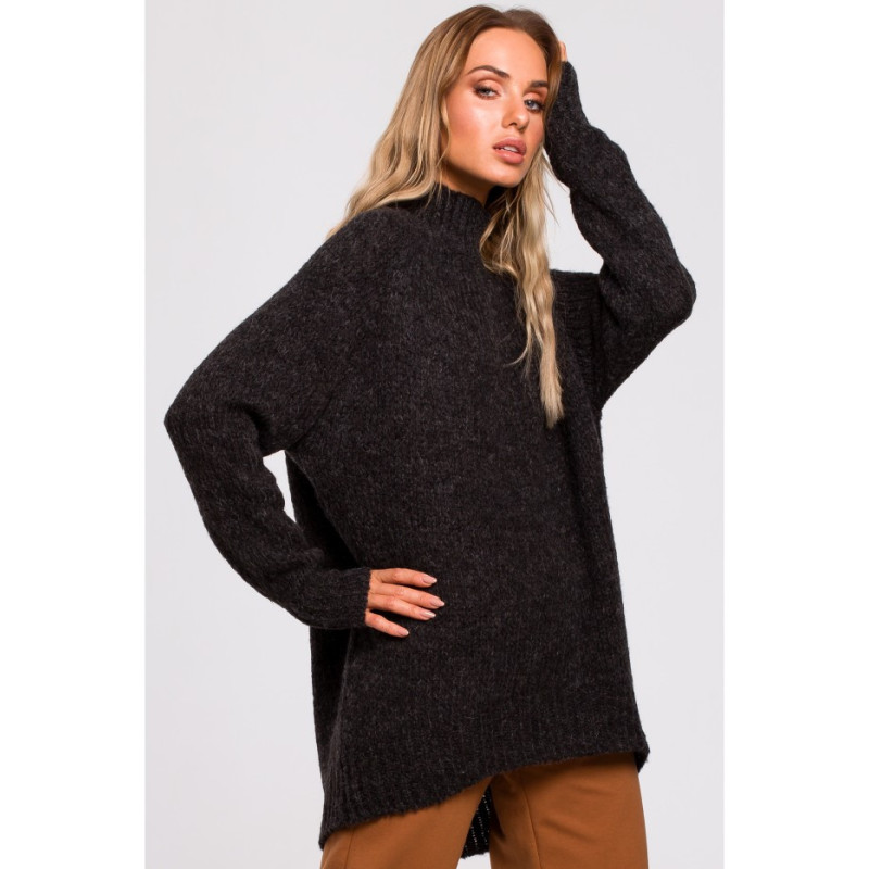 M468 Asymmetrical sweater with half turtleneck - graphite