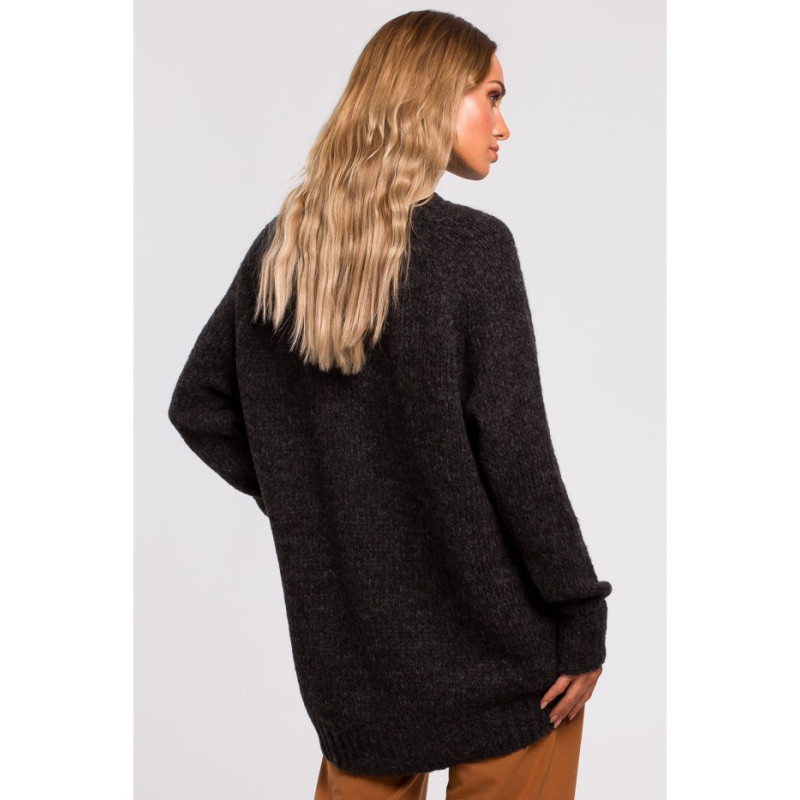 M468 Asymmetrical sweater with half turtleneck - graphite