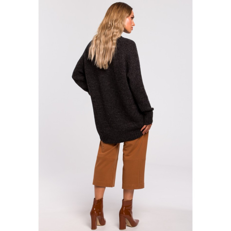 M468 Asymmetrical sweater with half turtleneck - graphite