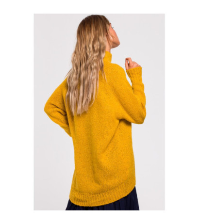 M468 Asymmetrical sweater with half turtleneck - honey