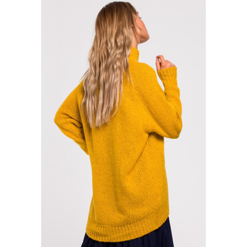 M468 Asymmetrical sweater with half turtleneck - honey