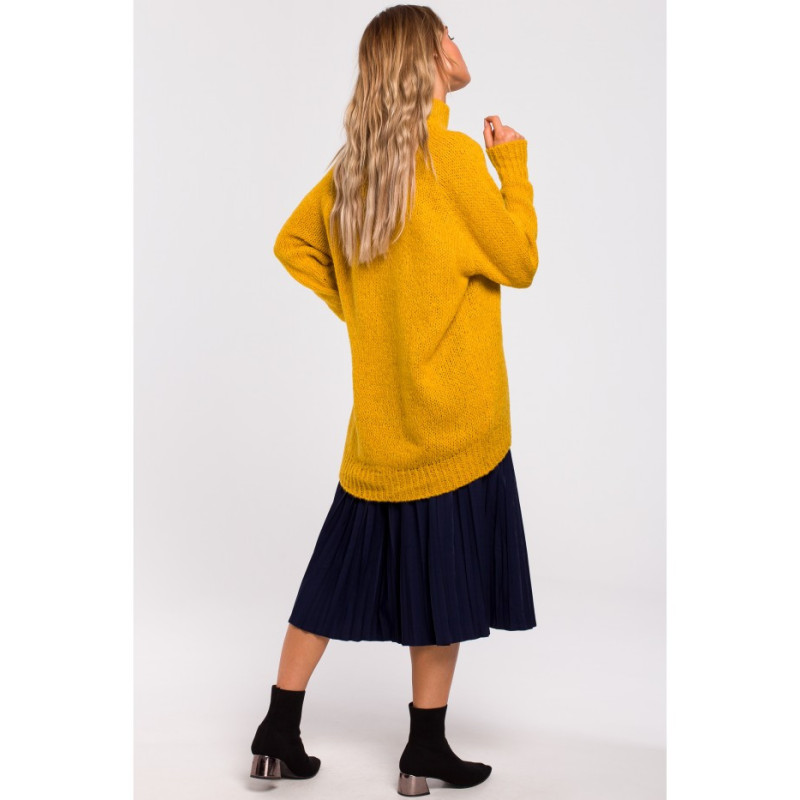 M468 Asymmetrical sweater with half turtleneck - honey