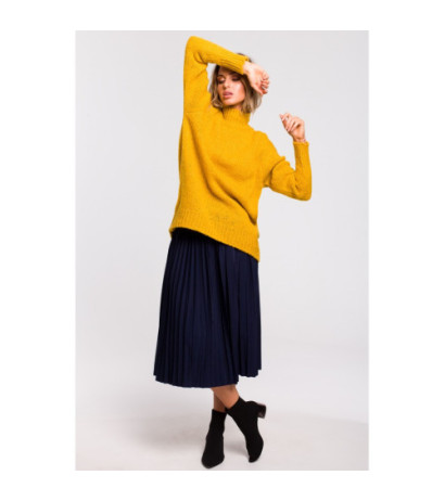 M468 Asymmetrical sweater with half turtleneck - honey