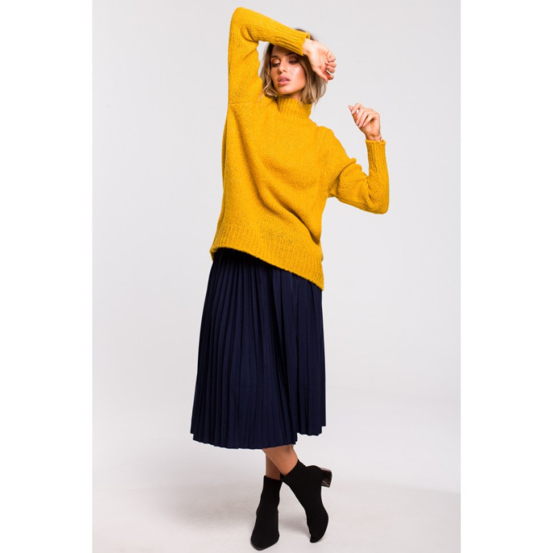 M468 Asymmetrical sweater with half turtleneck - honey