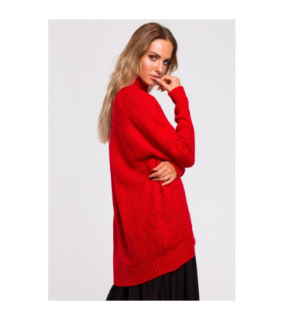 M468 Asymmetrical sweater with half turtleneck - red