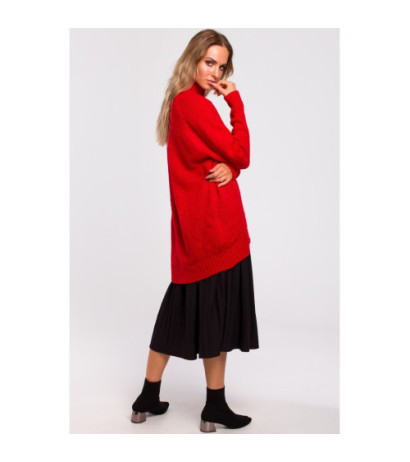 M468 Asymmetrical sweater with half turtleneck - red