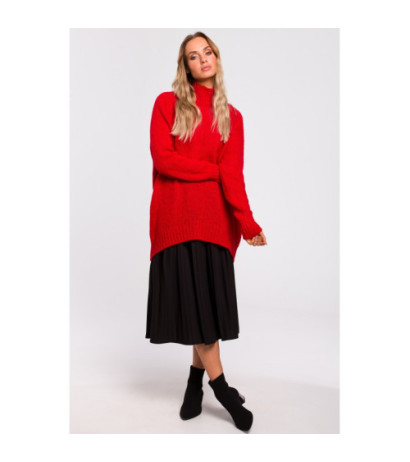 M468 Asymmetrical sweater with half turtleneck - red