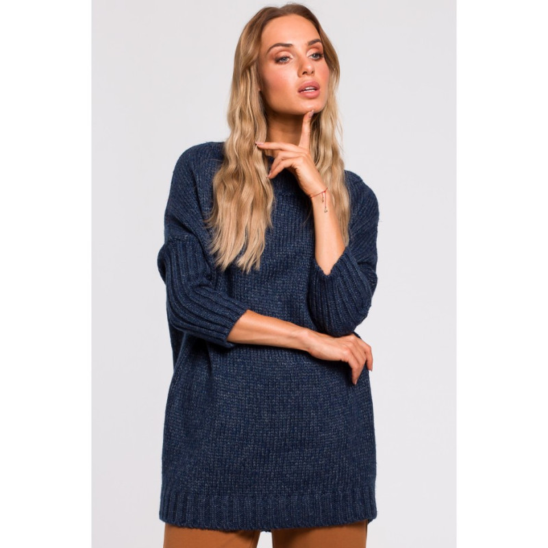 M470 Warm sweater with half turtleneck - navy blue