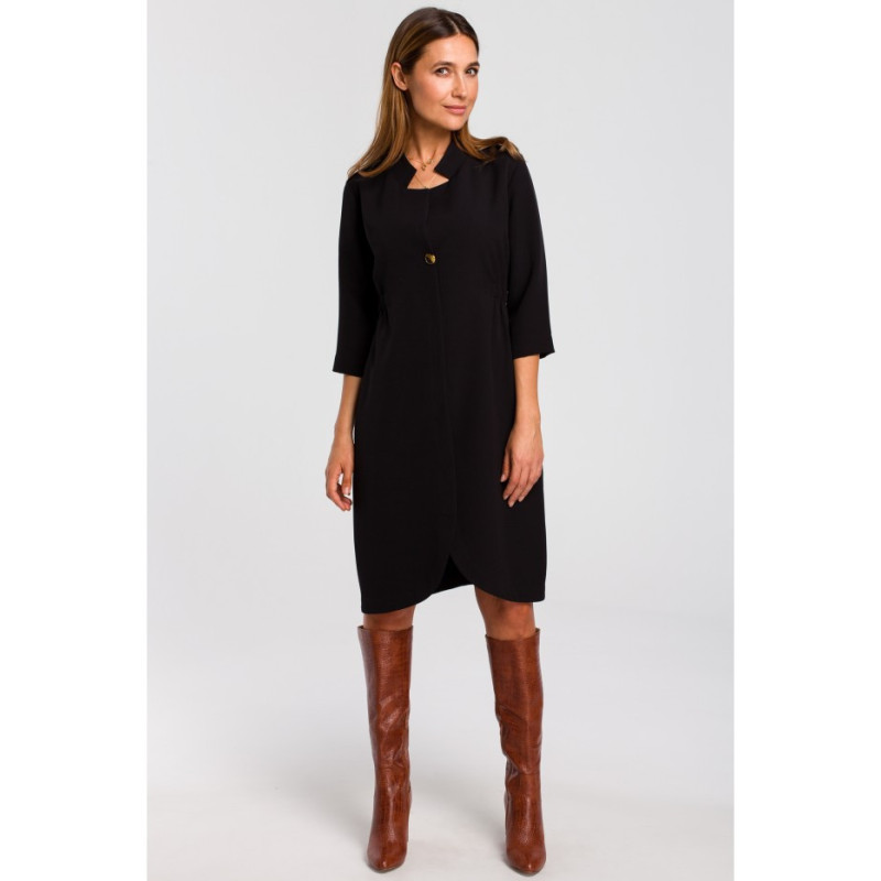 S189 Jacket dress with elastic band - black