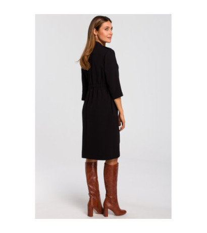 S189 Jacket dress with elastic band - black