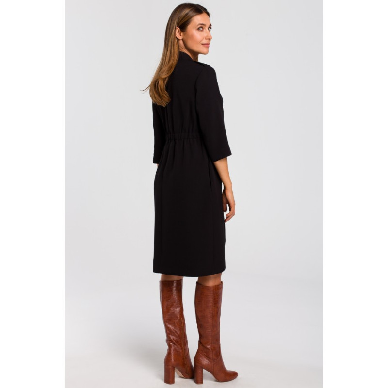 S189 Jacket dress with elastic band - black