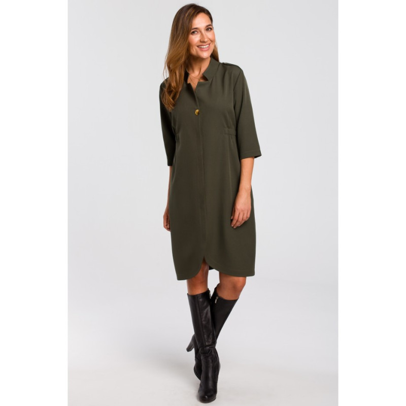 S189 Jacket dress with elastic band - khaki