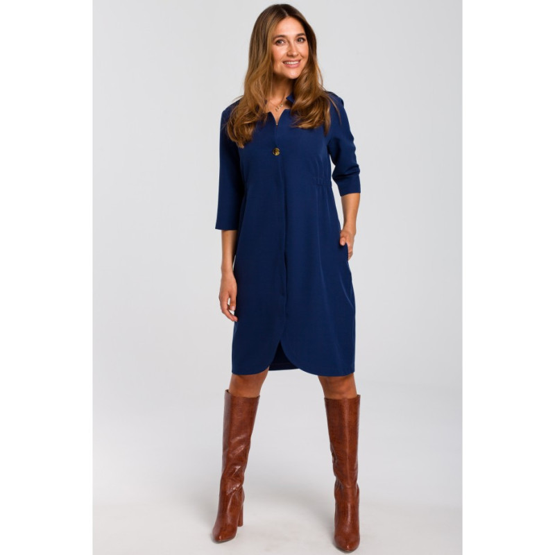 S189 Jacket dress with elastic band - navy blue