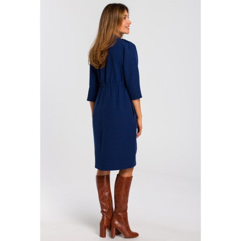 S189 Jacket dress with elastic band - navy blue