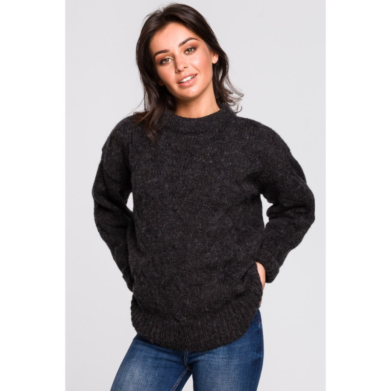 BK038 Braided sweater - anthracite