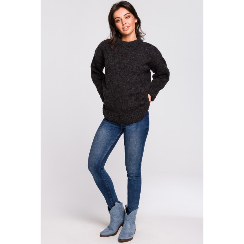 BK038 Braided sweater - anthracite