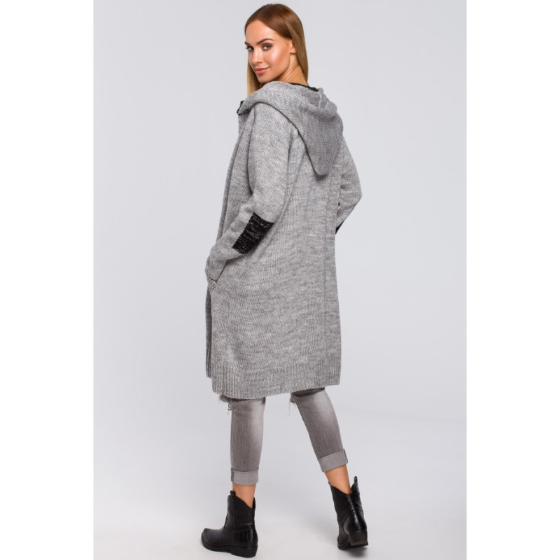 M474 Hooded cardigan with ties - gray