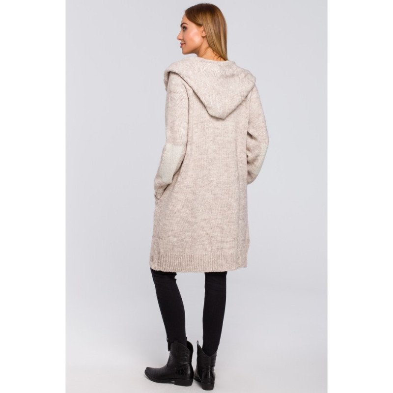 M474 Hooded cardigan with ties - beige