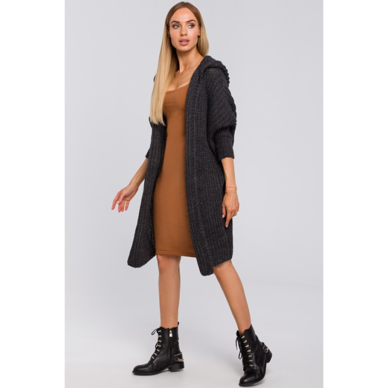 M475 oversize cardigan with hood - graphite