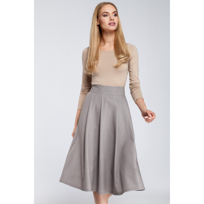 M302 Midi skirt with pleats and pockets - gray