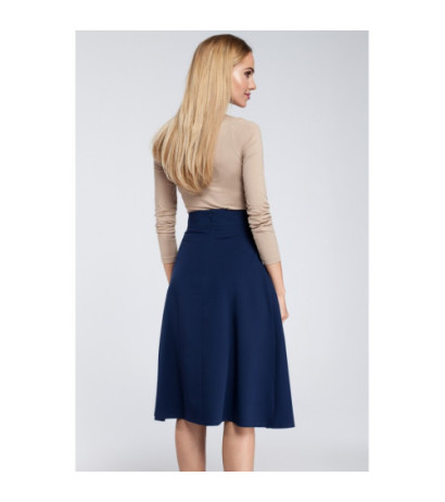 M302 Midi skirt with pleats and pockets - navy blue