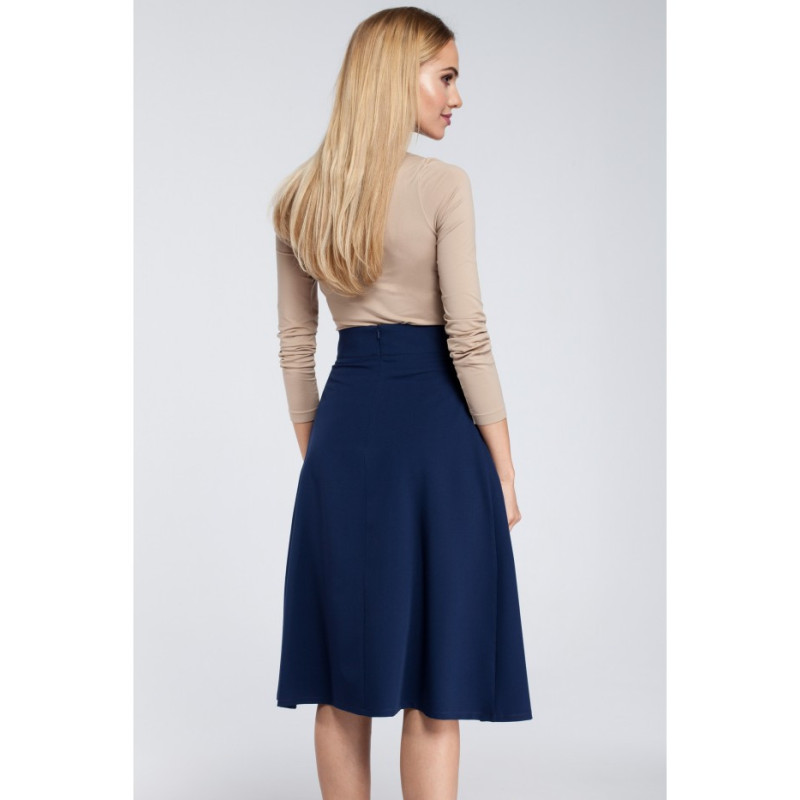 M302 Midi skirt with pleats and pockets - navy blue