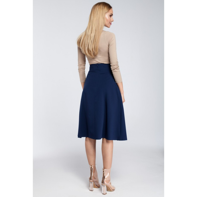 M302 Midi skirt with pleats and pockets - navy blue