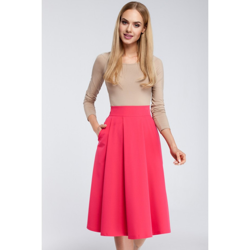 M302 Midi skirt with pleats and pockets - pink