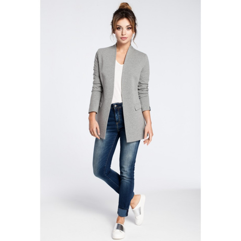 B030 Knitted unbuttoned jacket - gray