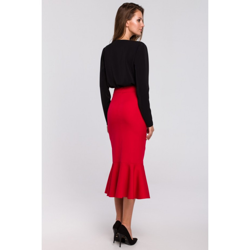 K025 Skirt with frill at the bottom - red